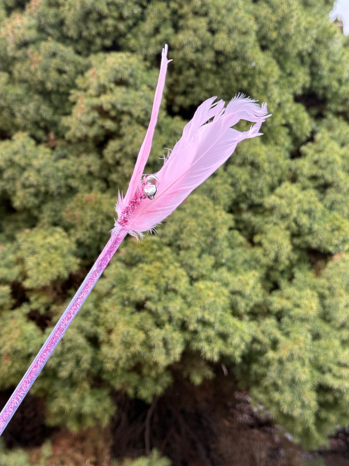 Pink Pet Wand Tapered Feathers with Bells