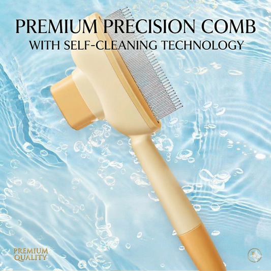 Self-cleaning untangle and deshedding flea comb for cats and dogs