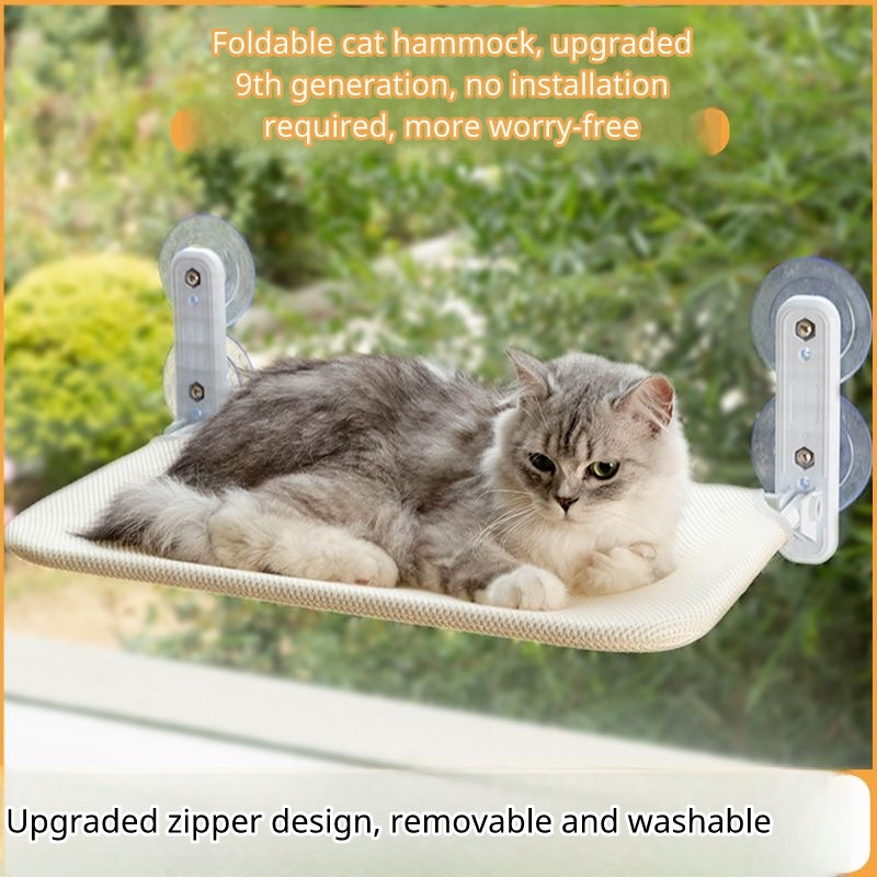 Winter Window Hammock - Foldable Plush Suction Cup Perch