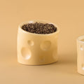 Cheese ceramic pet feeding bowl in yellow with cute cheese dimples
